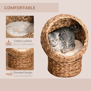 English Elm Pawhut Handwoven Elevated Cat Bed With Soft Cushion & Stylish Egg Chair Design For Cozy Naps W2225P166382-GIGA