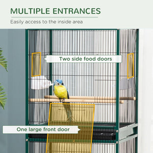English Elm Pawhut Steel Flight Aviary on Wheels with Dual Sections and Slide Out Trays W2225P166375