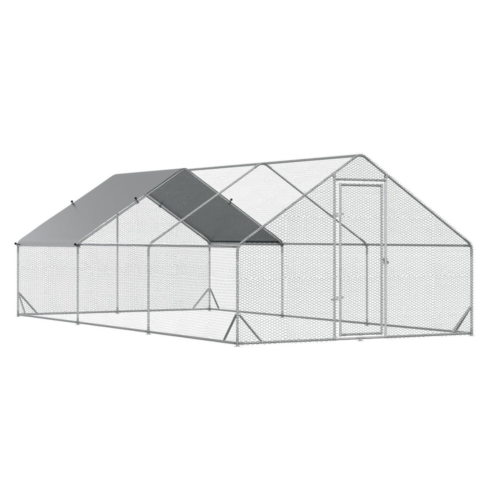 English Elm Pawhut Walk-in Galvanized Steel Chicken Run Spire Roof Uv Resistant Outdoor Enclosure W2225P166338