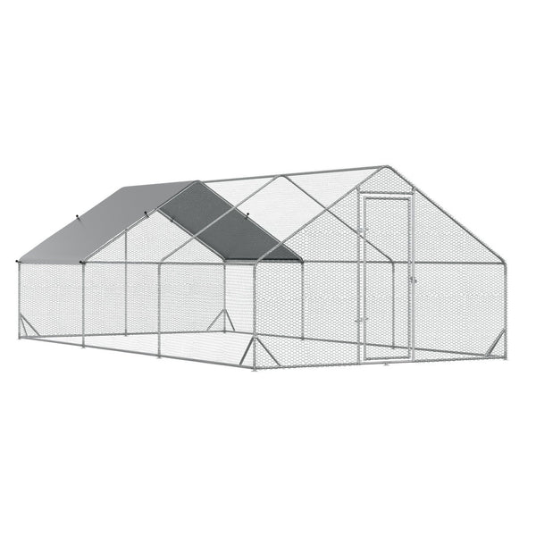 English Elm Pawhut Walk-in Galvanized Steel Chicken Run Spire Roof Uv Resistant Outdoor Enclosure W2225P166338