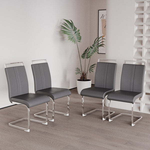 English Elm 63 Modern Medieval Cream Mdf Dining Table & 4 Pu Armless Chairs Set - Stylish & Durable Design For Home W2189S00431