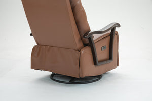 English Elm Swivel Power Recliner with Wood Armrests Faux Leather Lounge Chair for Living Room W547P147307