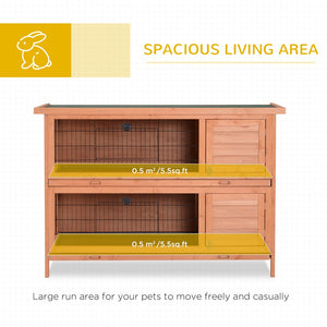 English Elm Pawhut Two Story Wooden Rabbit Hutch Waterproof Roof Lockable Doors Small Pet Habitat W2225P166441