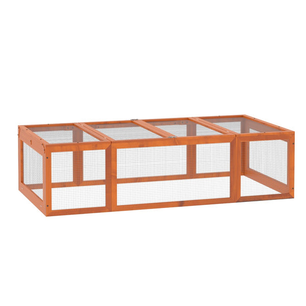 English Elm Pawhut Fir Wood Outdoor Rabbit Run Enclosure with Galvanized Wire and Lockable Access W2225P166392