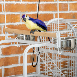 English Elm Pawhut Rolling Steel Bird Habitat with Open Top Perch Hooks Tray Bowls Parakeet W2225P166418