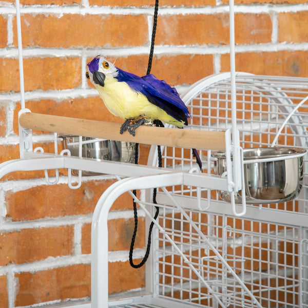 English Elm Pawhut Rolling Steel Bird Habitat with Open Top Perch Hooks Tray Bowls Parakeet W2225P166418