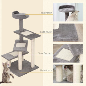English Elm Pawhut Floor to Ceiling Adjustable Cat Tower with Sisal Posts and Plush Perches W2225P166357