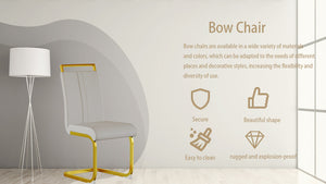 English Elm Modern Dining Chairs Set Of 4 - Elegant Pu Faux Leather High Back With Gold-Plated Metal Legs W2189133302