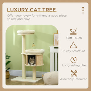 English Elm Pawhut Three Level Cat Tower with Sisal Posts Plush Cushions and Interactive Toy W2225P166436