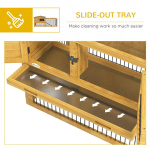English Elm Pawhut Two Level Fir Wood Outdoor Rabbit Hutch with Weatherproof Shingled Roof and Ramp W2225P166389