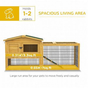 English Elm Pawhut Two Level Fir Wood Outdoor Rabbit Hutch with Weatherproof Shingled Roof and Ramp W2225P166389