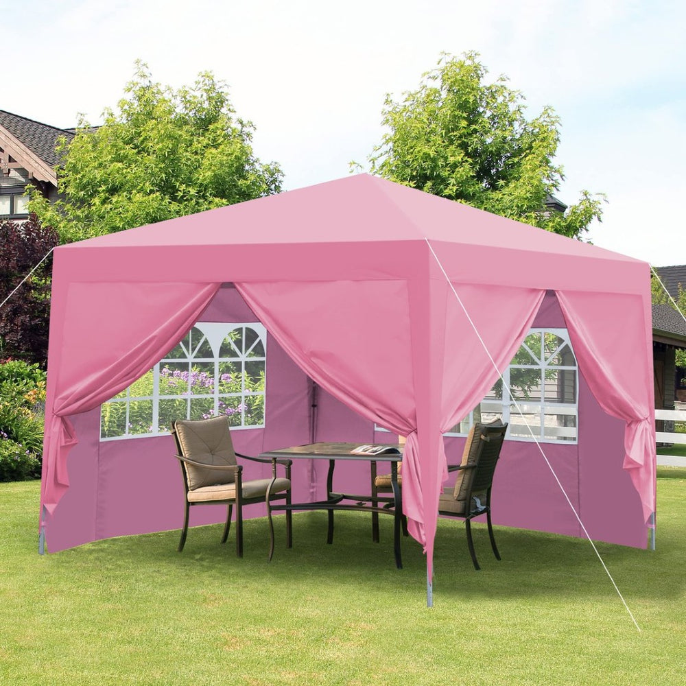 English Elm Outdoor 10x10 Pop up Gazebo with Removable Sidewalls Waterproof Steel Frame Canopy Pink W419P445697