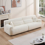 English Elm 111.81'' Soft Thick Fuzzy Faux Rabbit Fur Couch Sofa ,Luxury Cute Cozy Furry Couch,Plush Warm Fleece Fluffy Ultra Soft Fabric Sofa,Beige.