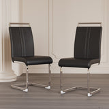 Modern Dining Chairs Set of 2 - Faux Leather Upholstered High Back with Stylish Metal Legs & Comfort