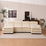 Hearth and Haven U-Shaped Profile Sofa, Including Two Single Seats and Two Chaise, Modular Sofa, Chenille Sofa, White W2363S00016