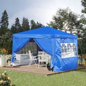 English Elm Outdoor 10x10 Pop up Canopy Gazebo with Sidewalls Mesh Windows Steel Frame Uv Roof Blue W419P445704