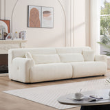 Beige Faux Rabbit Fur Sofa, Plush & Cozy, No Assembly Required