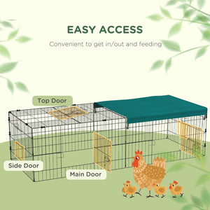 English Elm Pawhut Foldable Small Animal Playpen with Shade Roof Secure Outdoor Run Enclosure W2225P166417