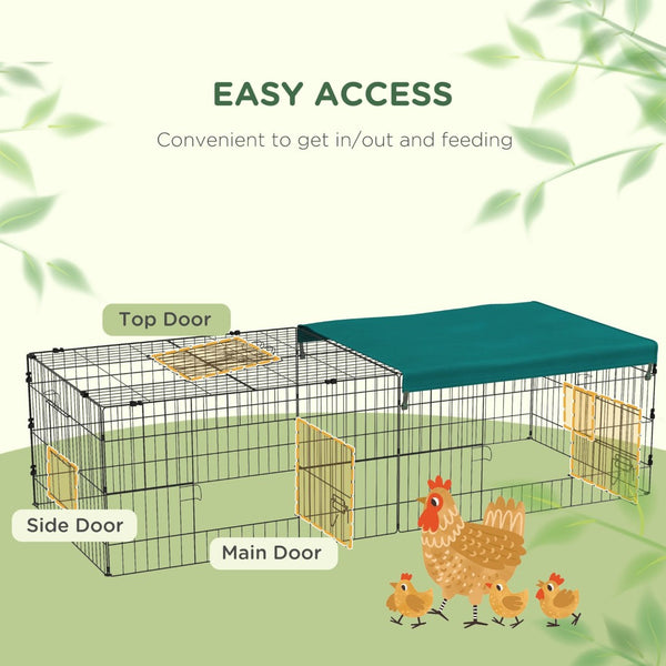 English Elm Pawhut Foldable Small Animal Playpen with Shade Roof Secure Outdoor Run Enclosure W2225P166417