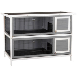English Elm Pawhut Two Story Wooden Rabbit Hutch Waterproof Roof Lockable Doors Small Pet Habitat W2225P166442