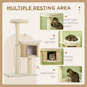 English Elm Pawhut Three Level Cat Tower with Sisal Posts Plush Cushions and Interactive Toy W2225P166436