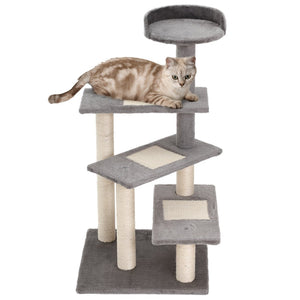 English Elm Pawhut Floor to Ceiling Adjustable Cat Tower with Sisal Posts and Plush Perches W2225P166357