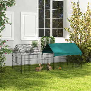English Elm Pawhut Foldable Small Animal Playpen with Shade Roof Secure Outdoor Run Enclosure W2225P166415