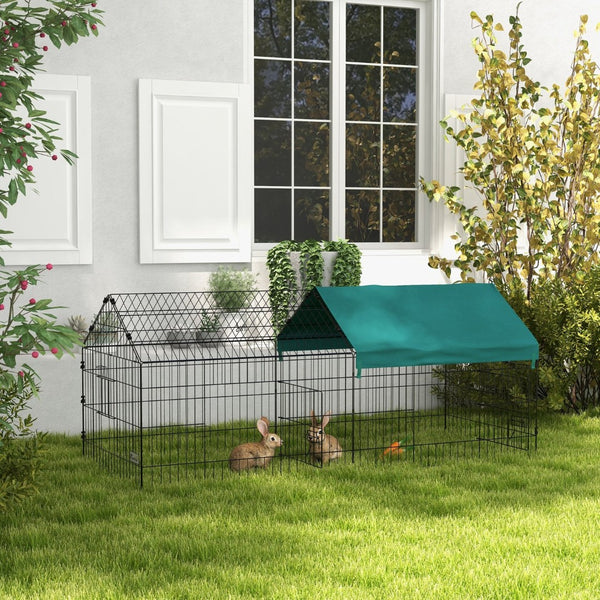 English Elm Pawhut Foldable Small Animal Playpen with Shade Roof Secure Outdoor Run Enclosure W2225P166415