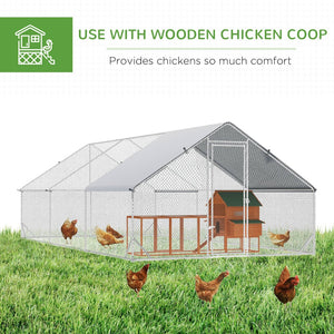 English Elm Pawhut Walk-in Galvanized Steel Chicken Run Spire Roof Uv Resistant Outdoor Enclosure W2225P166338