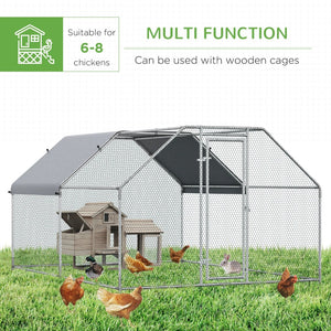 English Elm Pawhut Walk-in Galvanized Steel Chicken Run with Uv-proof Roof for Backyard Flocks W2225P166335