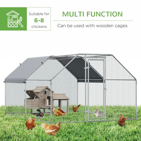 English Elm Pawhut Walk-in Galvanized Steel Chicken Run with Uv-proof Roof for Backyard Flocks W2225P166335