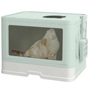 English Elm Pawhut Enclosed Cat Litter Box With Front Entry & Top Exit, Easy Clean Pull-Out Tray, Green Design W2225P166351-GIGA