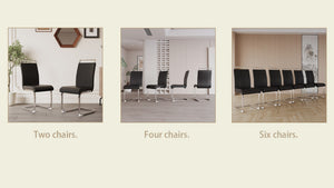 English Elm Modern High Back Pu Leather Dining Chairs Set of 4 with Chrome C Legs Cushioned Black W2189S00818
