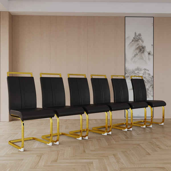 English Elm Modern Dining Chairs Set Of 4 - Stylish Pu Faux Leather With Gold-Plated Legs For Any Space W2189133301