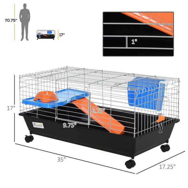 English Elm Pawhut Rolling Small Animal Cage Wire Enclosure for Rabbits Guinea Pigs Ferrets W2225P166409