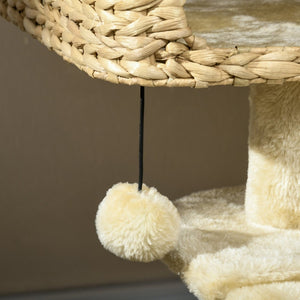 English Elm Pawhut Floor to Ceiling Cat Tower with Sisal Posts Hammock Perch and Hanging Toy W2225P166365