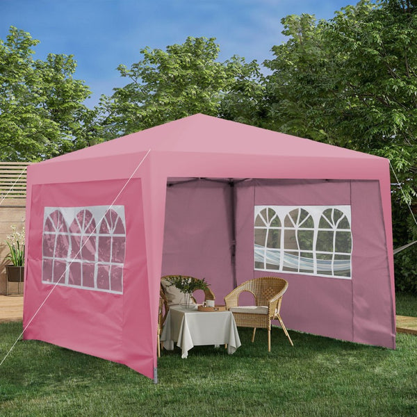 English Elm Outdoor 10x10 Pop up Gazebo with Removable Sidewalls Waterproof Steel Frame Canopy Pink W419P445697