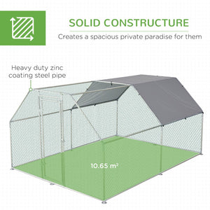 English Elm Pawhut Walk-in Galvanized Steel Chicken Run with Uv-proof Roof for Backyard Flocks W2225P166335