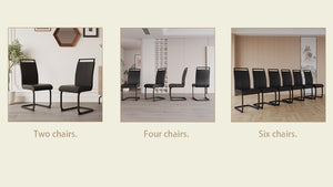 English Elm Modern Dining Chairs - Stylish Pu Faux Leather With C-Shaped Metal Base, Set Of 2 For Any Space W2189138538