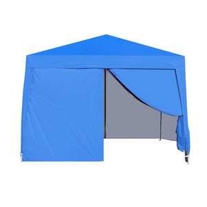 English Elm Outdoor 10x10 Pop up Canopy Gazebo with Sidewalls Mesh Windows Steel Frame Uv Roof Blue W419P445704