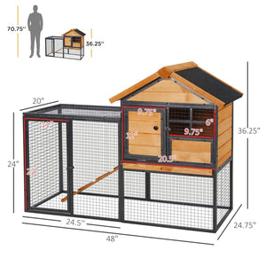 English Elm Pawhut Two Level Fir Wood Outdoor Rabbit Hutch with Weatherproof Roof and Removable Tray W2225P166396