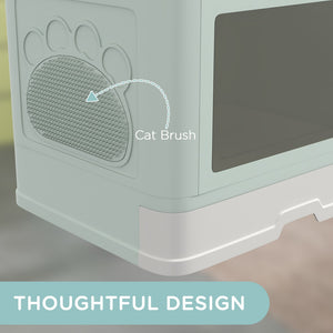 English Elm Pawhut Enclosed Cat Litter Box With Front Entry & Top Exit, Easy Clean Pull-Out Tray, Green Design W2225P166351-GIGA