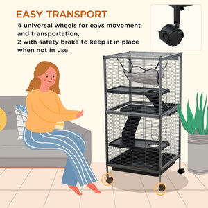 English Elm Pawhut Steel Flight Aviary on Wheels with Dual Sections and Slide Out Trays W2225P166408