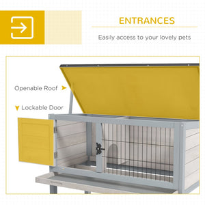 English Elm Pawhut Fir Wood Rabbit Hutch Elevated Outdoor Enclosure with Asphalt Roof Gray W2225P166387