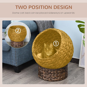 English Elm Pawhut Handwoven Elevated Cat Bed With Plush Cushion – Stylish Egg Chair For Indoor Cats, Grey W2225P166381-GIGA