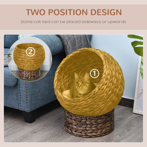 English Elm Pawhut Handwoven Elevated Cat Bed With Plush Cushion – Stylish Egg Chair For Indoor Cats, Grey W2225P166381-GIGA