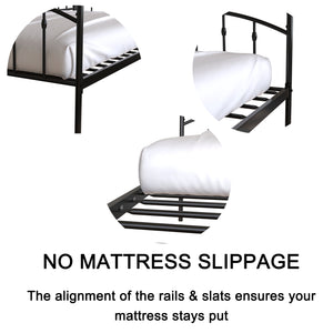 English Elm Fox twin daybed with twin trundle sturdy metal frame, anti-noise slats, easy-glide casters, no box spring needed Black B083P154245