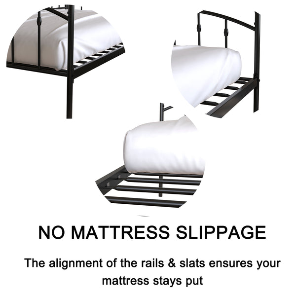 English Elm Fox twin daybed with twin trundle sturdy metal frame, anti-noise slats, easy-glide casters, no box spring needed Black B083P154245