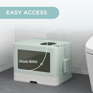 English Elm Pawhut Enclosed Cat Litter Box With Front Entry & Top Exit, Easy Clean Pull-Out Tray, Green Design W2225P166351-GIGA