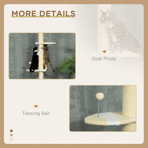English Elm Pawhut Floor to Ceiling Adjustable Cat Tower with Sisal Posts and Plush Perches W2225P166364